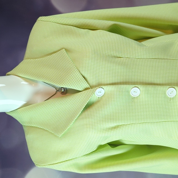 Habits Women's 2 Piece Suit Jacket / Blazer and Skirt Lime White Suit Set sz 10 - Picture 3 of 8